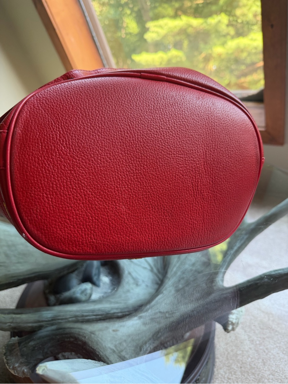 MCM Red Leather Drawstring Bucket Crossbody Bag Gold Hardware EUC Dust bag - Picture 8 of 15